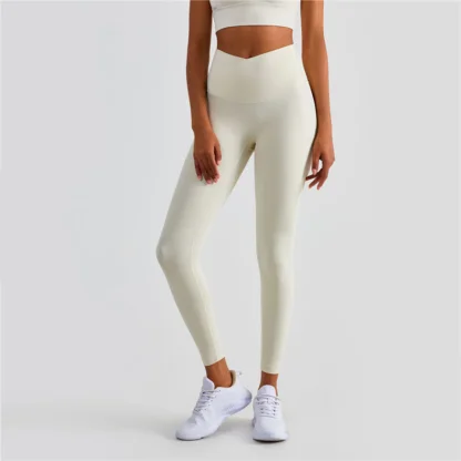 Yoga pants nude cross slim no T line fitness pants peach hip sports