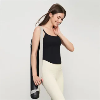 Yoga vest new style with chest pad arc hem beauty back suspender fake rib sports underwear black