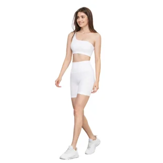 female Ribbed sexy shoulder hollow out beauty back sports underwear semi - fixed cup yoga vest white