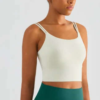 Fitness girls do not run cup all-in-one sports underwear with a pair of breasts yoga bra thin belt beautiful back sports vest beige
