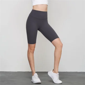 Half-length pants All size yoga shorts female one piece fits the nude feeling high waist peach sports tights grey