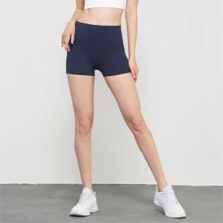 One piece of non-embarrassing line hot pants naked sense sports tights yoga shorts high waist peach hip gym pants blue