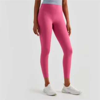 Peach hip yoga pants fitness pants naked feeling pleated high waist hip and belly sports tights pink