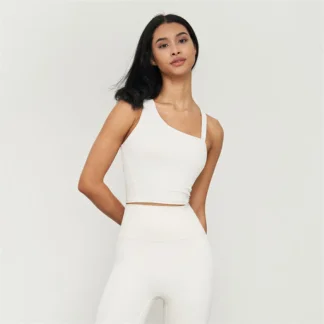 Sports bra women irregular necked yoga underwear women outdoor shock absorption fitness top white